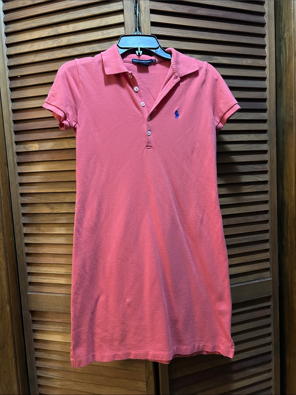 Ralph Lauren Sport Coral Pink Polo Dress with Navy Pony